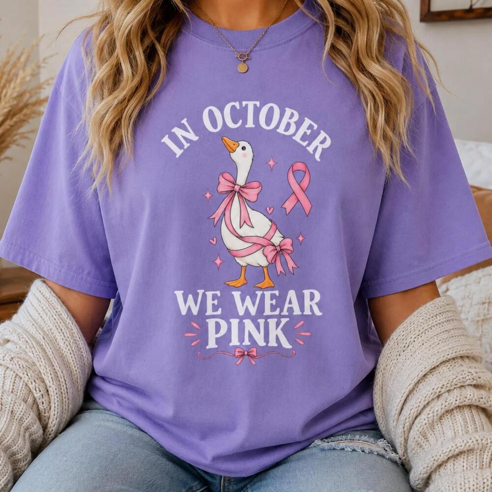 Awareness Shirt, In October We Wear Goose Tee, Ribbon
